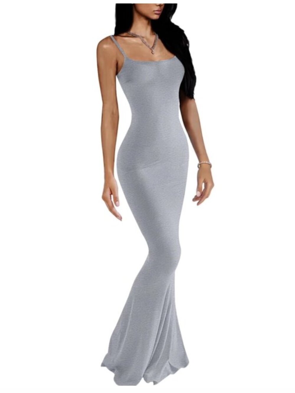Women's Maxi Bodycon Spaghetti Strap Slip Long Dress